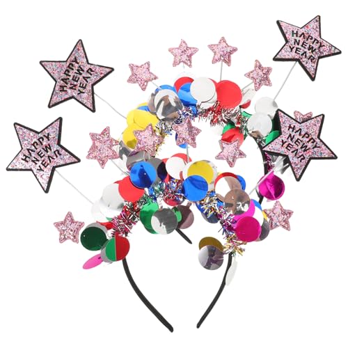 SHERCHPRY 2 Stück Teiliges Year Headband mit Fünfzackigen Sternen Bunte Party-haarreifen für Silvesterfeiern Funkelndes Stirnband für Festliche Anlässe und Kinderpartys Vielseitiges von SHERCHPRY
