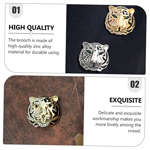 SHERCHPRY 2 Stück Tiger Brosche mit Funkelnden Strasssteinen Vielseitiges Ansteckaccessoire für Anzug Kleidung Schal und Hut Vintage Stil Glatte Oberfläche für Alltag und Party von SHERCHPRY