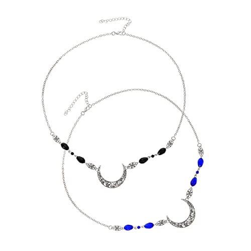 SHERCHPRY 2 Stück Vintage Frontlet Haarkette Teiliges mit Mond und Kristallanhänger Eleganter Brautschmuck und Haarschmuck für Damen Geeignet für Hochzeiten Geburtstage und Festliche von SHERCHPRY