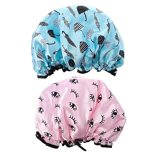 SHERCHPRY 2stücke Wasserdichte Duschhaube Damen Bade-duschhauben Mit Gummiband Makeup-haarhaube Duschkopfbedeckung Für Küche Bad Einfach Zu Tragen Und Anzuwenden von SHERCHPRY