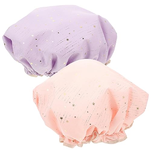 SHERCHPRY 2stücke Doppelte Schichten Shower Cap Duschhauben Für Damen Badehauben Haarhauben Mit Gummiband Für Reisen Und Tragen Leicht Und Wiederverwendbar von SHERCHPRY