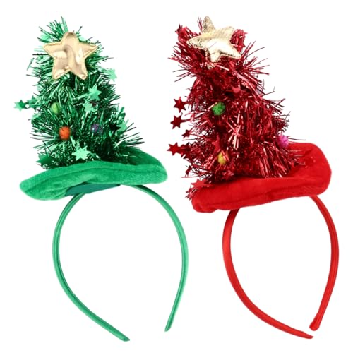SHERCHPRY 2 Stück Weihnachtsbaum Design Haarreif Kopfband Weihnachtskopfschmuck Licht Party Dekoration für Festlichkeiten Bequem und Auffällig von SHERCHPRY