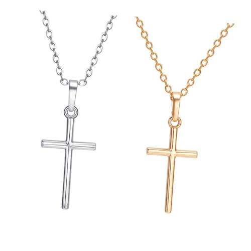 SHERCHPRY 2 Stück Zwei Kreuzanhänger Halskette für Damen Hypoallergene Schmuckset Gold Silber mit Einzigartigem Design für Langlebig und von SHERCHPRY