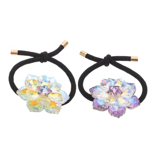 SHERCHPRY 2 Stücke Kristall Blumen Haargummis Elastische Langlebige Strass-haarbänder mit Einzigartigem Blütendesign für Frauen und Mädchen Geeignet für Haartypen Modische von SHERCHPRY