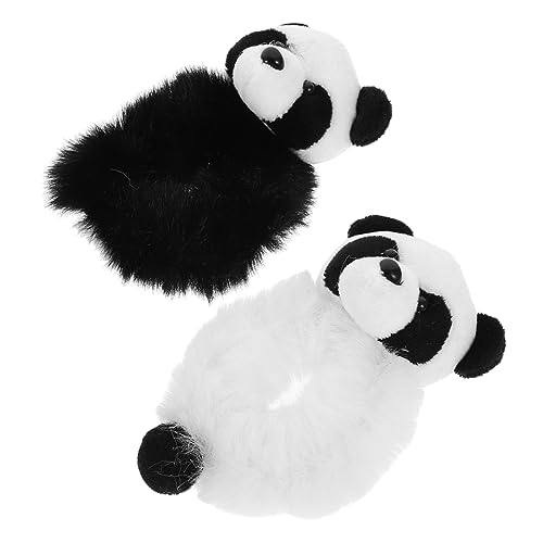 SHERCHPRY 2 Stücke Panda Haarschmuck Pelzige Haargummis für Damen Elastische Haarbänder für Süße Frisuren Haarstyling Accessoires für Junge Mädchen Plüsch Pferdeschwanz Halter von SHERCHPRY