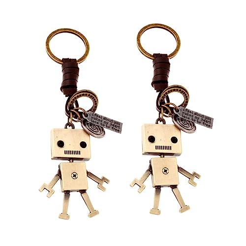 SHERCHPRY 2stücke Niedliche Roboter Schlüsselanhänger Aus Hochwertigem Rindsleder Kreatives Design Für Taschenanhänger Und Schlüsselhalter Als Für Familie Und Freunde von SHERCHPRY