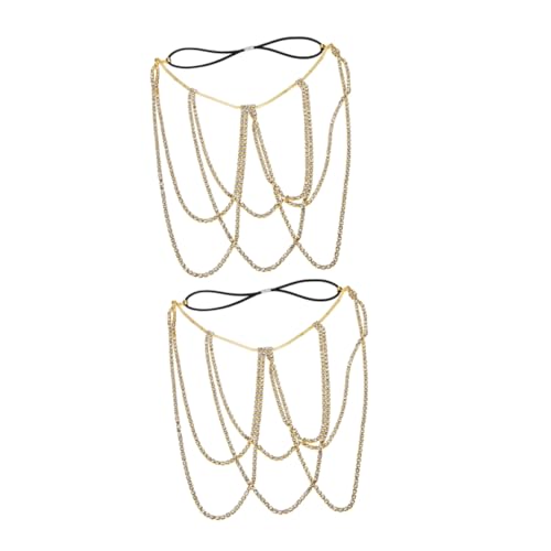 SHERCHPRY 2 Stücke Strass Bein Kette Oberschenkel Kristall Dehnbar Layered Körper Kette Bauch Schmuck Für Frauen Sommer Strand Rave Party Zubehör Goldene von SHERCHPRY