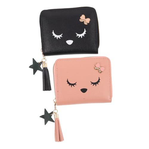 SHERCHPRY 2 Süße Geldbörsen Mit Reißverschluss Und Quaste Kleine Geldbörse Clutch Mit Kartenfächern – Geeignet Für Den Täglichen Gebrauch Und Auf Reisen von SHERCHPRY