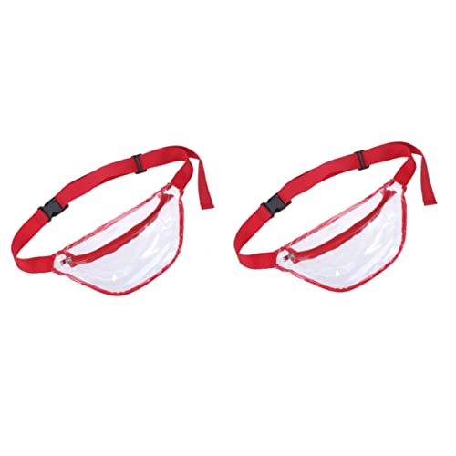 SHERCHPRY 2 x PVC-Damen-Hüfttaschen, transparent, für Wandern, Strand, für Sport, Brust, Radfahren, Herren, 2 Stück, Rot, 2 Stück, 31*14cmx2pcs, Zentimeter von SHERCHPRY