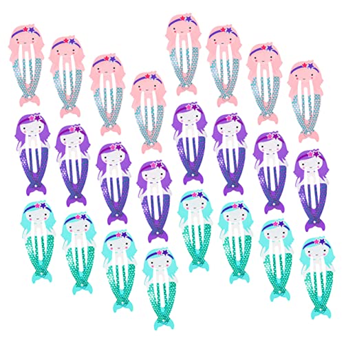 SHERCHPRY 24stücke Haarspangen Mit Meerjungfrauenmotiv Druckknopf-haarclips Aus Metall Für Mädchen Dekoratives Und Praktisches Haarzubehör Für Verschiedene Anlässe von SHERCHPRY