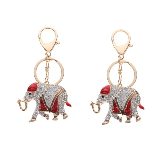 SHERCHPRY 2St Elefanten-Schlüsselanhänger Geschenk Rucksackanhänger Schlüsselanhänger für Frauen Damen Schlüsselanhänger Taschen Schlüsselbund Thailand Fräulein Zink Legierung rot von SHERCHPRY