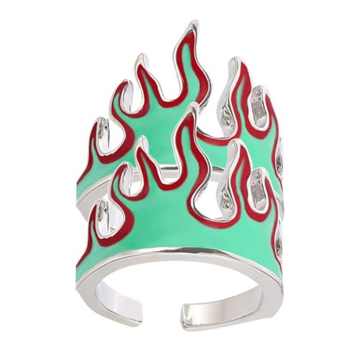 SHERCHPRY 2st Feuerring Feuerflammenring Für Paare Frauen Öffnen Ringe Kronenring Gothic Offener Ring Einzigartige Ringe Hip-hop-joint-ringe Hip Hop Persönlichkeit Fräulein Metall Zubehör von SHERCHPRY