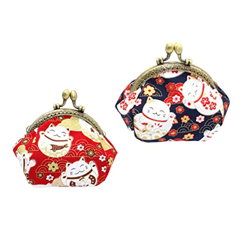 SHERCHPRY 2stücke Retro Wechselgeldbörse Mit Glückskatze Für Damen Stilvolle Aufbewahrungstasche Für Kosmetik Handys Und Mehr Aus Strapazierfähigem Material von SHERCHPRY