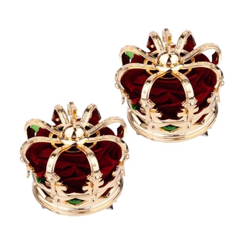 SHERCHPRY 2St Krone Haarnadel Haarschmuck Kronen-Haarspange halloween accessories Haar Klammern Haarspangen Tiara Party-Kopfschmuck Haarkrone für Mädchen Lolita Kopfbedeckung Braut Stoff rot von SHERCHPRY