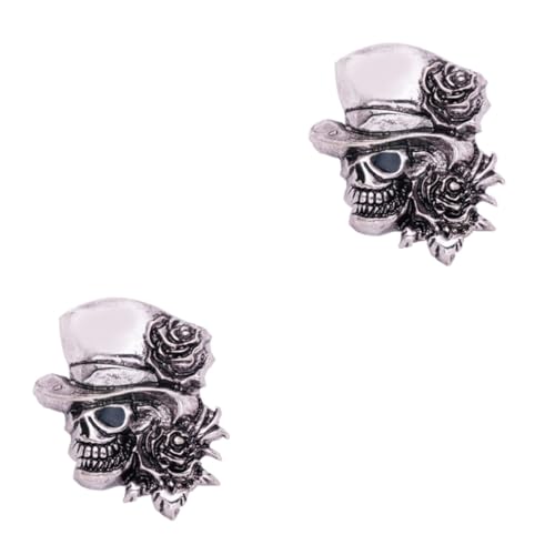 SHERCHPRY 2St Totenkopf-Brosche europäische und amerikanische Brosche halloween kostüm halloween costume silve Punk-Brosche Totenkopf Reversnadel Schädel Stift Zubehör Männer und Frauen von SHERCHPRY