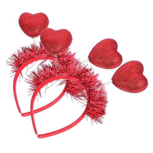 SHERCHPRY 2St liebe Stirnband-Requisiten Stirnbänder zum Headbopper mit rotem Herz Geschenke Make-up-Stirnband Paar Stirnband Kopfbedeckung für Mädchen Herzförmig Amor Feder von SHERCHPRY