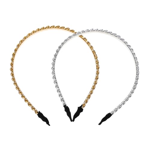 SHERCHPRY 2stücke Metallstirnband Mit Verdrehten Ketten Chic Haarschmuck Für Damen Für Partys Feiertage Und Kostümbesuchen von SHERCHPRY