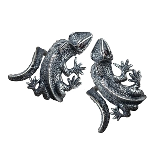 SHERCHPRY 2stücke Retro Eidechsenring Für Männer Handgefertigter Eidechsen-wickelring Einzigartiger Reptilienring Mit Chamäleon-eidechsen-design Statement-tierring Als Schmuck Mit Leopardenm von SHERCHPRY