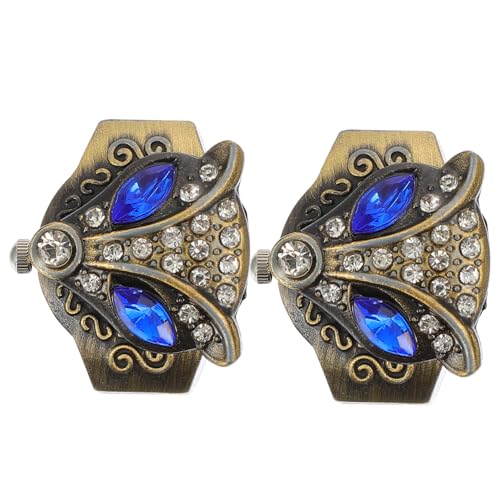 2Stücke Vintage Fingeruhr Kreative Ringuhr mit Fuchsdesign Elastisch Langlebig für Freizeit Partys Dates für Damen Herren von SHERCHPRY