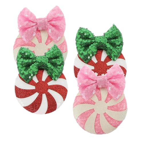SHERCHPRY 2paare Pärchen Weihnachts-haarspangen Mit Und Pailletten Niedliche Schleifen-haarclips Für Mädchen Festliche Haaraccessoires Für Partys Und Feiertage von SHERCHPRY