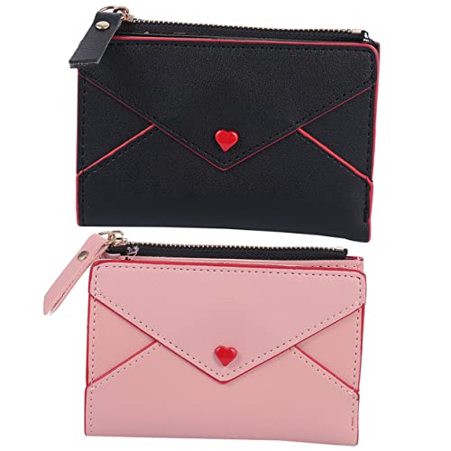 2st Geldbörse Kleine Kupplung Leder Kupplung Mit Reißverschluss Kleines Portemonnaie Süßes Portemonnaie Clutch Für Damen Damenbrieftasche Damen Clutch Fräulein Geldbeutel Pu Liebe von SHERCHPRY