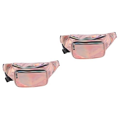 SHERCHPRY 2pcs holographic fanny pack belts bag for women gifts for girlfriend ladies fanny packs waist pouch belt bag for girls waist bag travel bag Harajuku style Lady bags Kits, Rotgold, 2 Stück, von SHERCHPRY