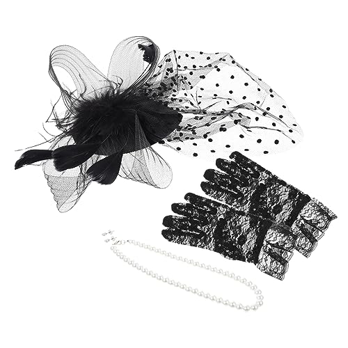 SHERCHPRY 2sätze Eleganten Brautaccessoires Netzhaarschmuck Ohrringe Halskette Haarnadel Und Handschuhe Für Hochzeiten Und Festliche Anlässe Teiliges von SHERCHPRY