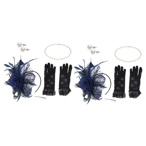 SHERCHPRY 2sätze Fascinator Hut Mit Netzschleier Perlenohrringen Halskette Und Handschuhen Für Damen Für Teepartys Hochzeitsfeiern Und Festliche Anlässe von SHERCHPRY