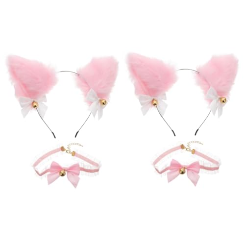 SHERCHPRY 2sätze Katzenohren Haarreif Mit Schleife Cosplay Zubehör Für Partys Karneval Und Maskeraden Süßes Und Bequemes Accessoire Für Frauen Und Mädchen von SHERCHPRY