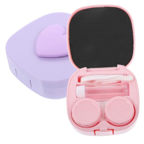 SHERCHPRY 2sätze Kontaktlinsenbehälter Reisetasche Linsenetui Kleines Aufbewahrungsbox Für Damen Filigrane Kontaktlinsenbox Augenlinsen-Organizer Linsen-aufbewahrungsetui von SHERCHPRY
