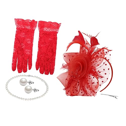 SHERCHPRY 2sätze Vintage Fascinator Hut Mit Netzverzierung Und Damen Spitze Handschuhe Elegant Für Teepartys Hochzeiten Kirchenversammlungen Und Fotoshootings von SHERCHPRY