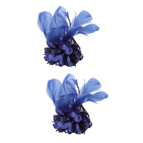 SHERCHPRY 2St Haarschmuck in Marineblau hair clip flower blumenhaarklammer Haarspangen für Männer Vintage-Haarschmuck Tiara Haarnadel Fascinator-Brosche Fascinator-Clip Legierung Stift Stoff von SHERCHPRY