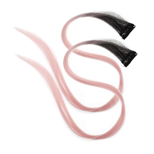 SHERCHPRY 2stücke Glatte Rosa Party-highlights Zum Anklipsen in Haarverlängerungen Gefärbte Haarsträhnen Aus Kunsthaar Haarteile Für Junge Mädchen Mädchen Frauen Ohne Hitze Oder von SHERCHPRY