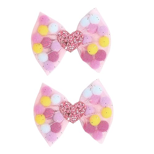 SHERCHPRY 2stücke Pailletten-haarspangen Mit Herz-design Haarspange Mädchen Mit Schleife Netz-haar Bunter Kopfschmuck Kopfbedeckung Für Mädchen von SHERCHPRY