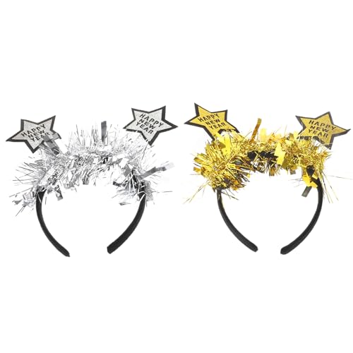 SHERCHPRY 2stücke Glitzer-stern-stirnband Festliches Kopfschmuck Mit Pailletten-design Für Weihnachtsfeiern Und Neujahrs-partys Lametta-handband Für Damen von SHERCHPRY