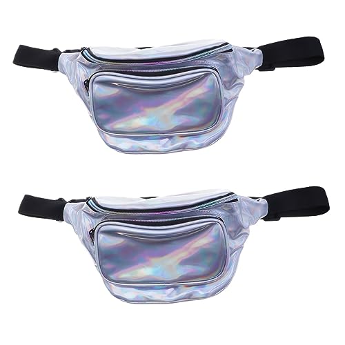 SHERCHPRY 2stücke Hologramm Bauchtasche Damen wasserdichte Umhängetasche Multifunktionale Brusttasche Für Sport Und Glänzend Silber Mit Mehreren Fächern von SHERCHPRY