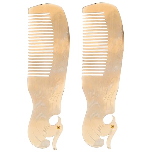 SHERCHPRY 2stücke Kamm Aus Naturhorn Mit Großen Zähnen Für Haarentwirrung Duschkamm Massagekamm Tragbar Für Frauen Mit Kamm Tasche Haar Werkzeug von SHERCHPRY