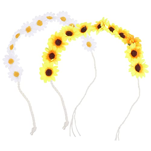 SHERCHPRY 2stücke Künstliche Sonnenblumen Haarband Für Hochzeiten Strandurlaube Und Haarschmuck Für Fotografie Und Besondere Anlässe Gelb Und Weiß von SHERCHPRY