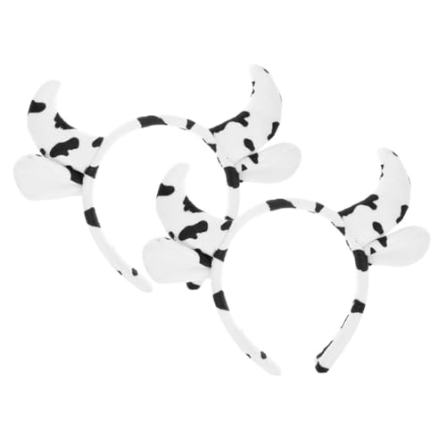SHERCHPRY 2stücke Kuh-plüsch-stirnbänder Mit Hörnern Weiches Stirnband Mit Kuhohren Tierohren-kopfbedeckung Für Junge Mädchen Kuhkostüm-zubehör Plüsch-kopfbedeckung von SHERCHPRY