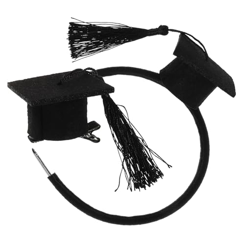 SHERCHPRY 2stücke Mini Doktorhut Haarschmuck Dekoratives Stirnband Und Haarspange Adorable Abschlussfeier Haaraccessoires Für Damen Und Mädchen von SHERCHPRY