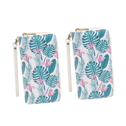 SHERCHPRY 2stücke Multifunktionale Damen Geldbörse Kunstleder Mit Doppelreißverschluss Und Blumenmuster Lange Clutch Für Karten Bargeld Und Münzen Für Alltag Und Besondere Anlässe von SHERCHPRY