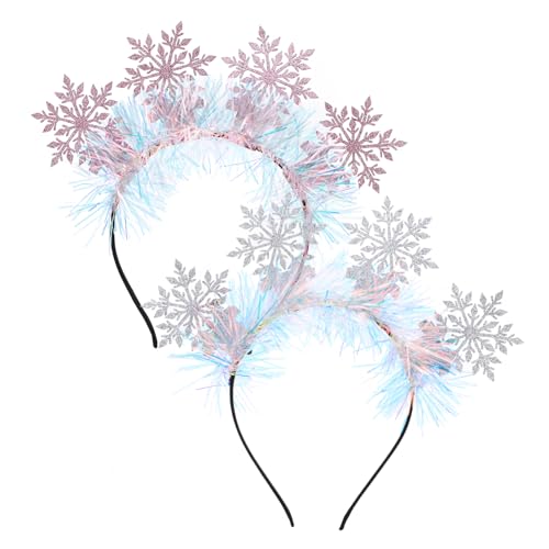 SHERCHPRY 2stücke Schneeflocken-stirnband Aus Filz Für Weihnachten Partys Und Festivals Bequemes Und Robustes Kopfschmuck-accessoire Für Erwachsene Und Frauen von SHERCHPRY