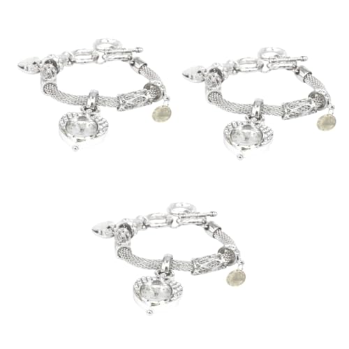 SHERCHPRY 3stücke Damen Armband Mit Herz Uhr Zierliche Armbanduhr Mit Glitzersteinen Modisches Charm Armband Für Frauen Bequemes Und Langlebiges Handjewelry Für Zu Besonderen Anlässen von SHERCHPRY
