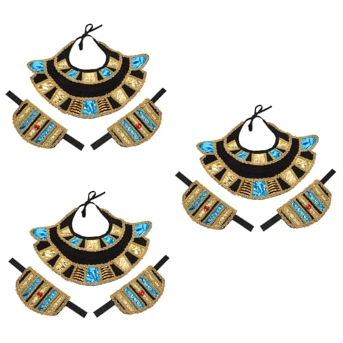 SHERCHPRY 3 Sätze Ägyptische Bekleidungsaccessoires Gürtel Outfit Bausatz Armband-set Make-up-stirnband Stirnbänder Schminkkasten Halloweenkostüm Kostüm Für Cosplay Prinzessin Ägypten Stoff von SHERCHPRY