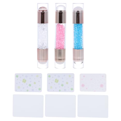SHERCHPRY 3 Sätze Teiliges Double End Nagelkunst Stempel Set Silikon Maniküre Stempel für Diy Nageldesigns Schaber Blau Transparent für Salon und Zuhause von SHERCHPRY