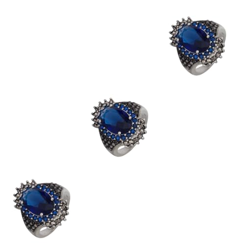 SHERCHPRY 3 Stk Übertriebener Edelsteinring Ring aus roten Steinen Blaue Ringe für Frauen geschenk Fingerring trendige Ringe Saphir schmücken dekorativer Ring Schmuck Fräulein Kupfernickel von SHERCHPRY