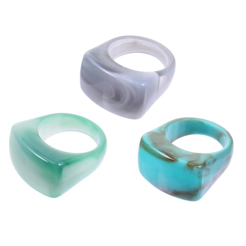 SHERCHPRY 3 Stück Acrylringe Damen Marmoroptik Farbvielfalt Modischer Leichter Schmuck Kreatives Design Geschenkidee für Frauen und Mädchen von SHERCHPRY