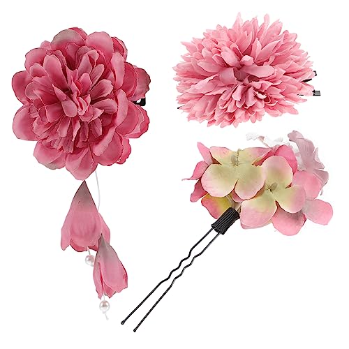 SHERCHPRY 3 Stück Chinesischer Stil Blumenhaarspange Eleganter Haarschmuck Für Damen Antike Haarnadel in Rot Für Hochzeiten Partys Cosplay Leicht Und Bequem von SHERCHPRY