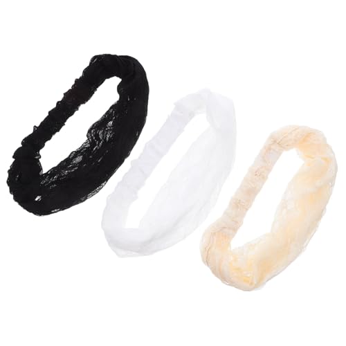SHERCHPRY 3 Stück Damen Spitzen-Haarbänder Elastisch Atmungsaktiv mit Netz-Muster Rutschfestes Spitzen-Stirnband und Vielseitiges Haar-Turban-Accessoire für Frühling und Sommer und Dunkel von SHERCHPRY