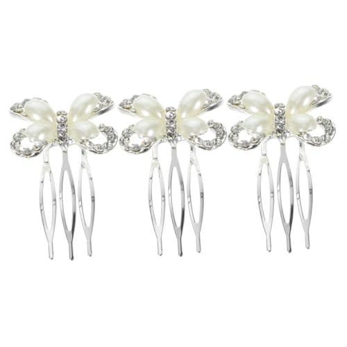 SHERCHPRY 3stücke Perlen-haarschmuck Für Braut Hochzeit Strass-haarkämme Kopf-schmuck Haarschmuck Für Hochzeit Perlen-haarkämme Für Braut Funkelnde Haaraccessoires von SHERCHPRY